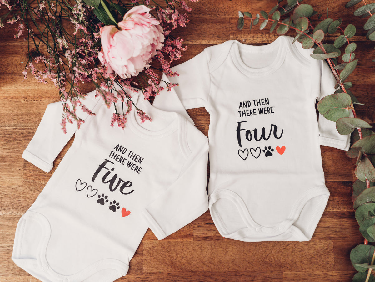 Pregnancy Announcement Onesie - And then there were Four (4