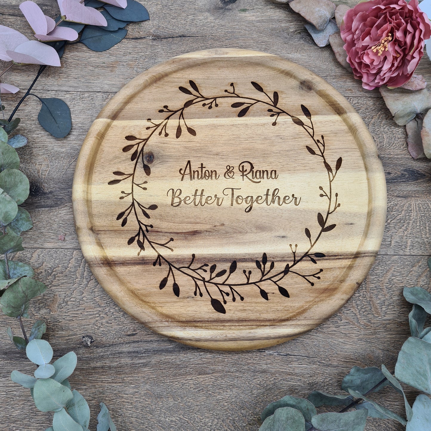 Better Together Couple's Acacia Wooden Cutting Board 32cm