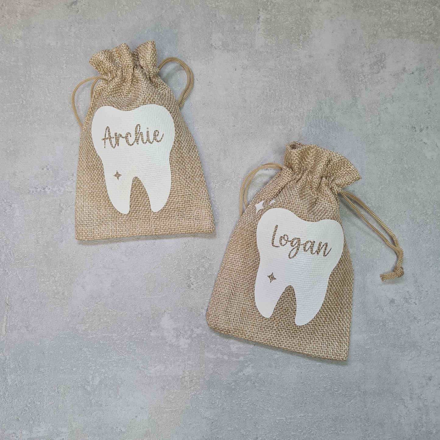Zahnfee Jutebeutel, personalisiert.