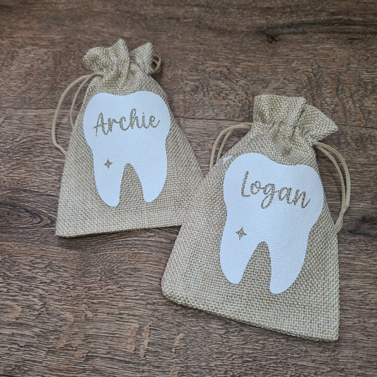 Zahnfee Jutebeutel, personalisiert.