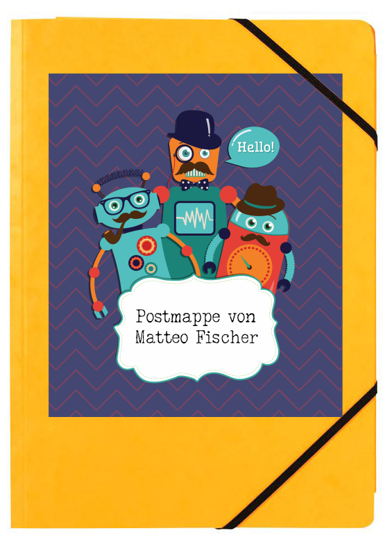 Personalisierbare Postmappe „Roboter Hello“