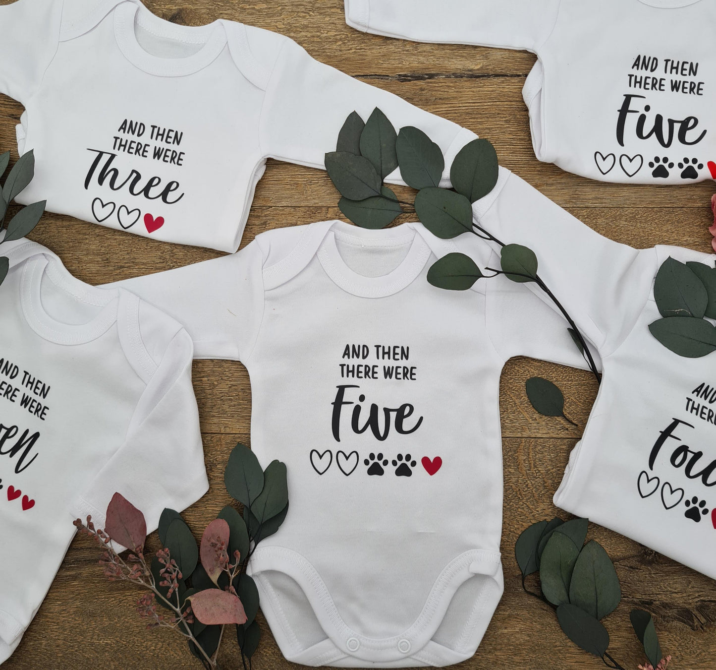 Pregnancy Announcement Onesie - "And then there were Five (5)"