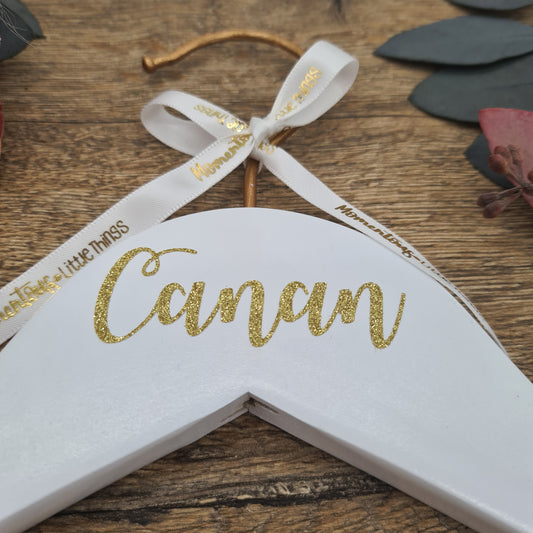 Kupfer & Weißer Hochzeitsbügel mit GLITTER Gold Name