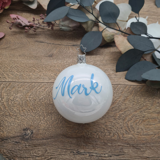 Pastel Baby Blue Name on Real Mouth-Blown Glass