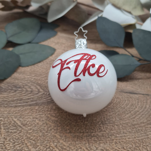 Red Glitter Name on Real Mouth-Blown Glass