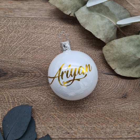 Metallic Gold Name on Real Mouth-Blown Glass