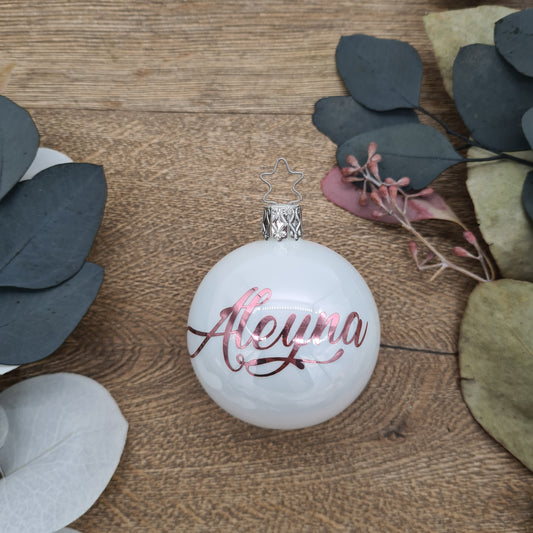 Rose Gold Name on Real Mouth-Blown Glass