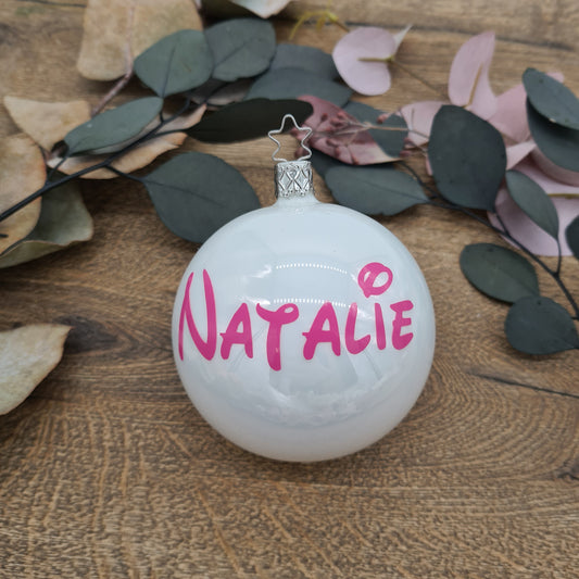 Pink Disney Name on Real Mouth-Blown Glass