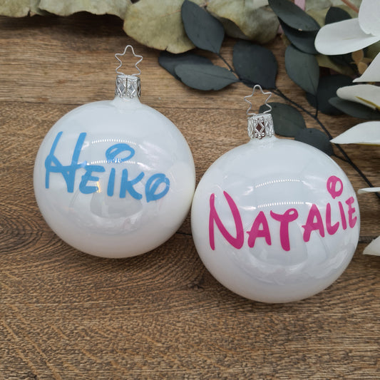 Pastel Blue Disney-Style Name on Real Mouth-Blown Glass