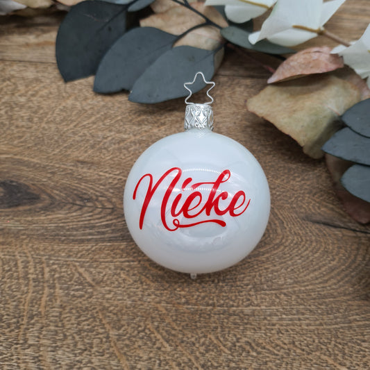 Red Name on Real Mouth-Blown Glass