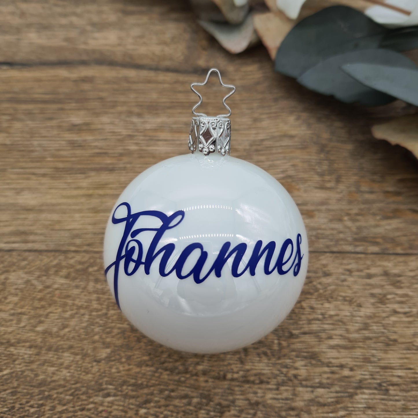 Dark Blue Name on Real Mouth-Blown Glass