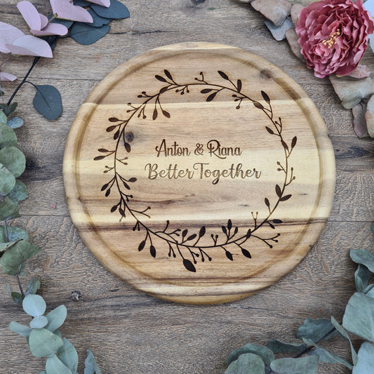 Wedding and Anniversary Board made from Acacia Wood