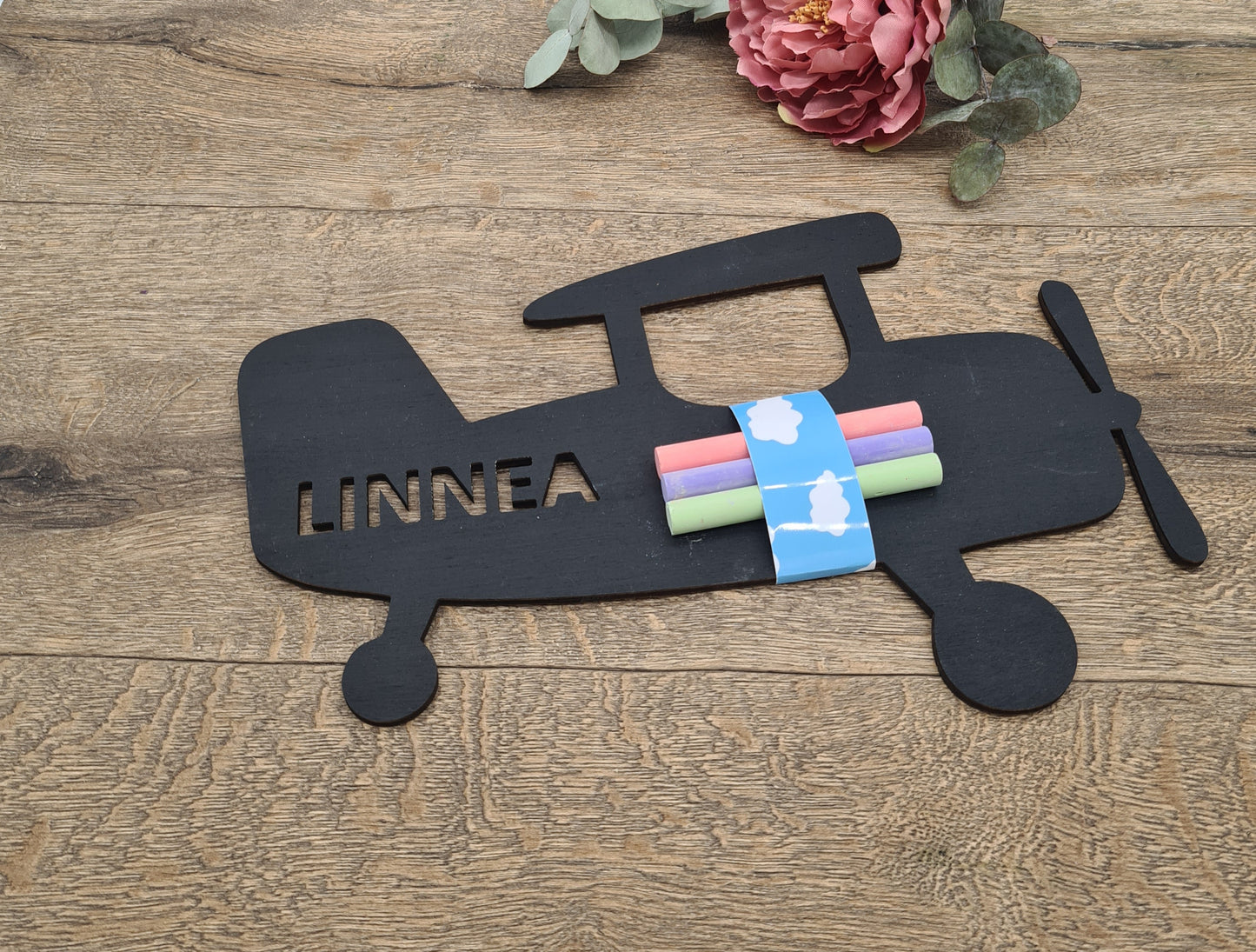 Vintage Flugzeug Wandtafel mit Kreide, Lernspielzeug, Malen mit Kreide, Montessori, Kindergeburtstag, Gastgeschenk, Mitgebsel