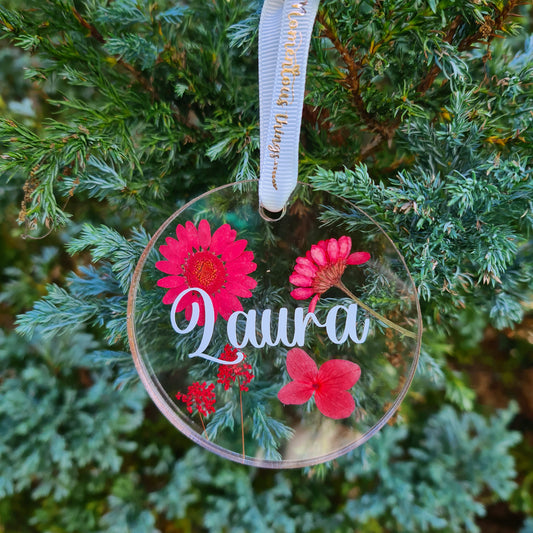 Echte gepresste Blumen Acryl Plexiglas Ornament Personalisiert