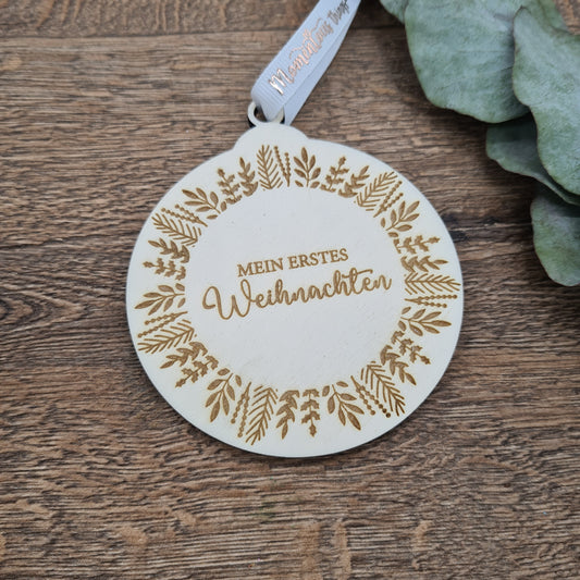 "Mein Erstes Weihnachten" Baby's 1. Weihnachtsfest, Weihnachtsbaumschmuck aus Holz