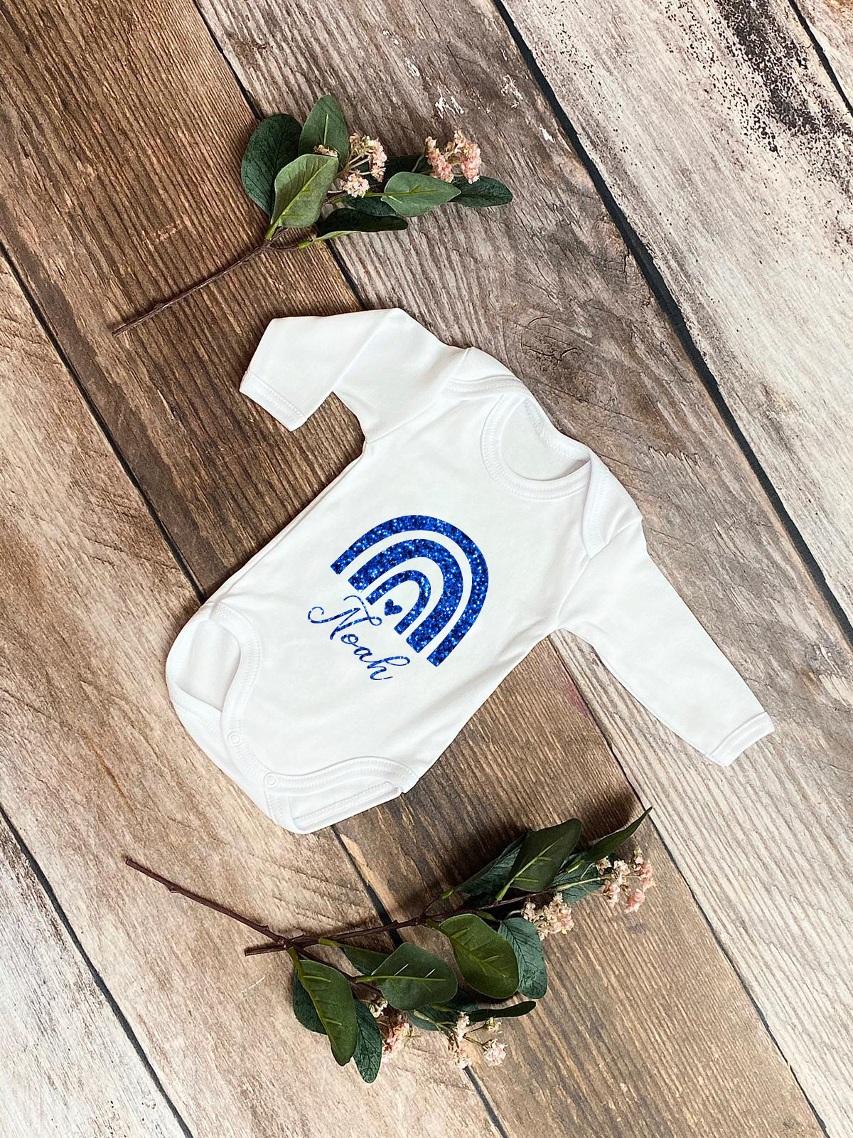 Rainbow Glitter Onesie with Personalised Name