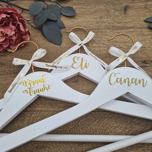Copper & White Wedding Hanger with METALLIC Gold Name