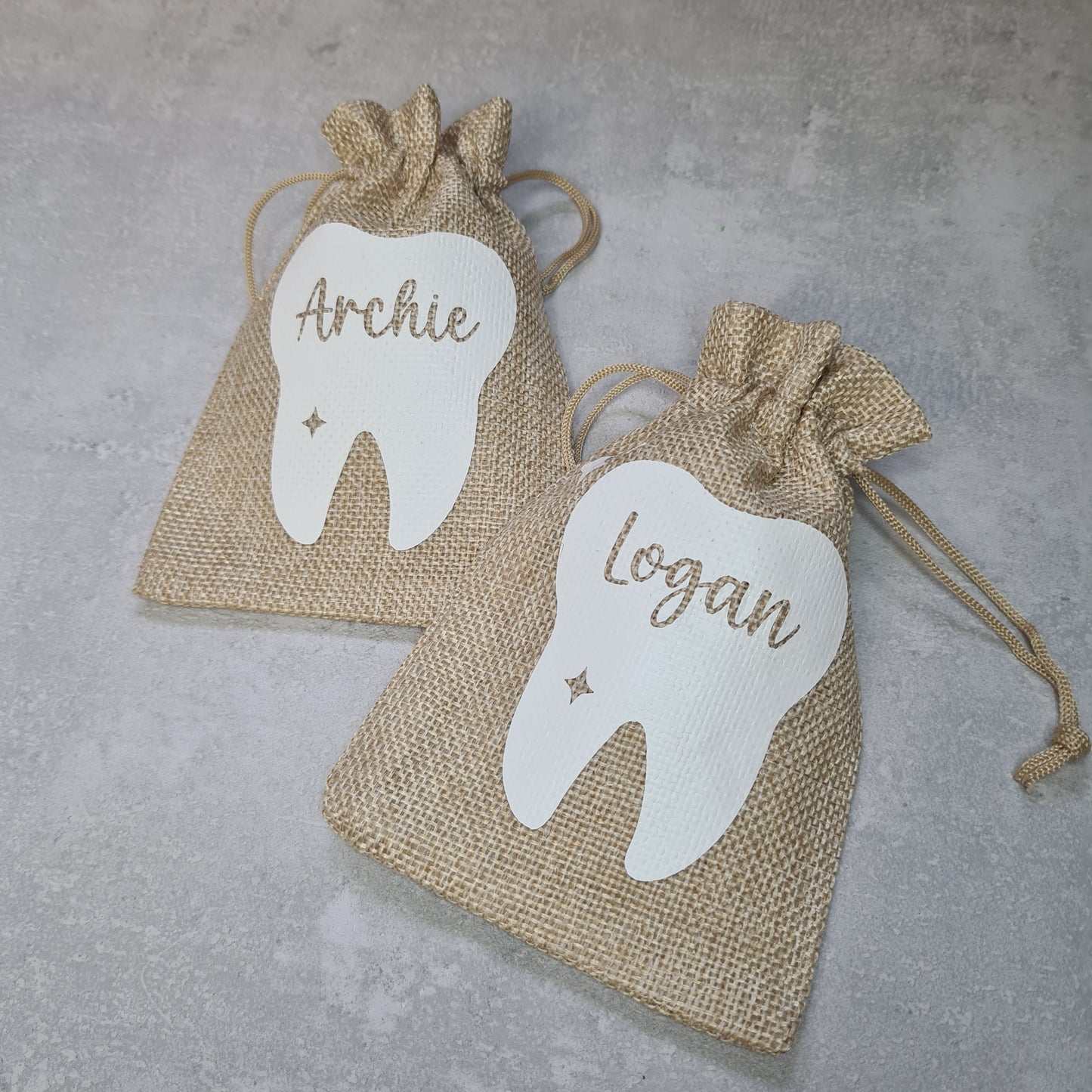 Zahnfee Jutebeutel, personalisiert.
