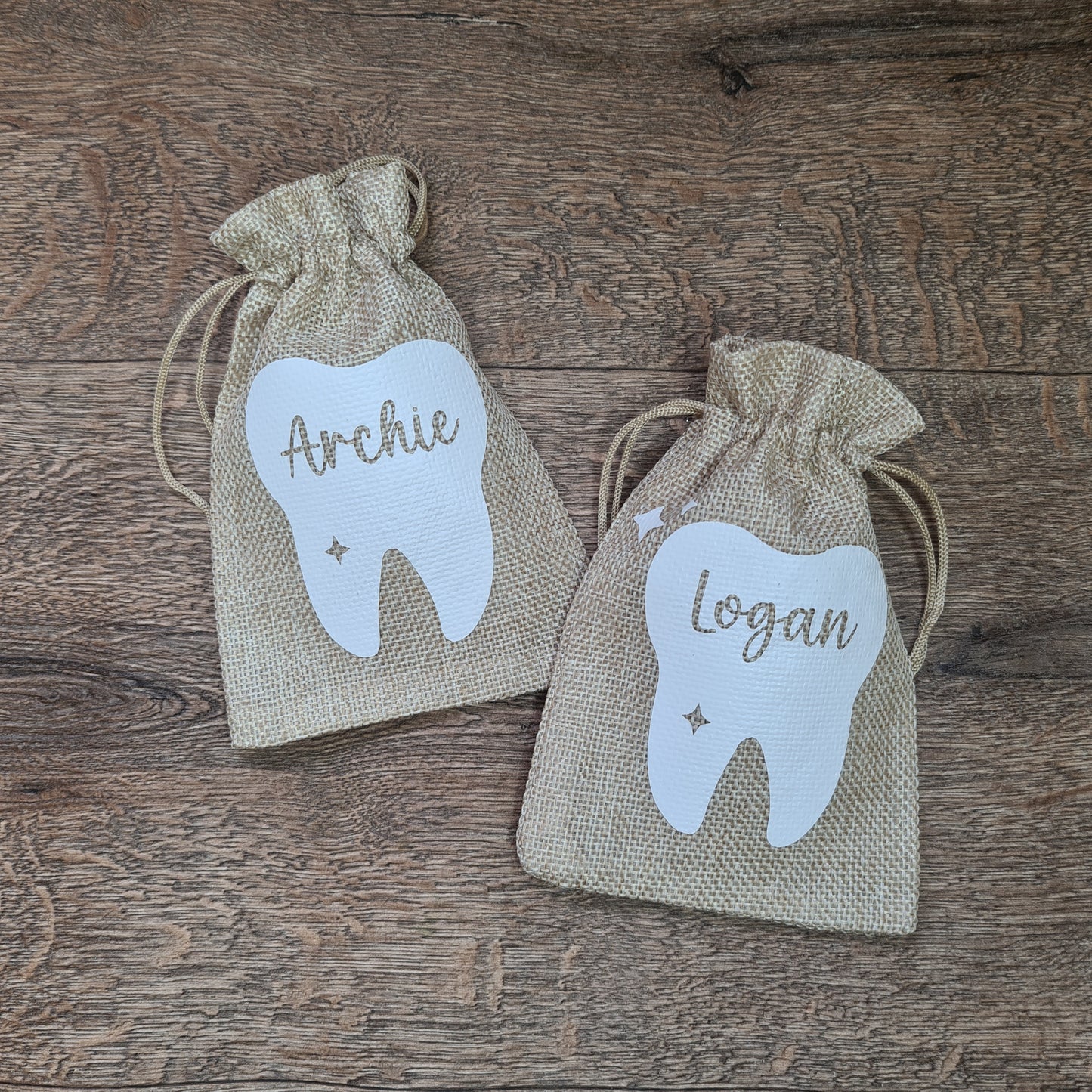 Zahnfee Jutebeutel, personalisiert.