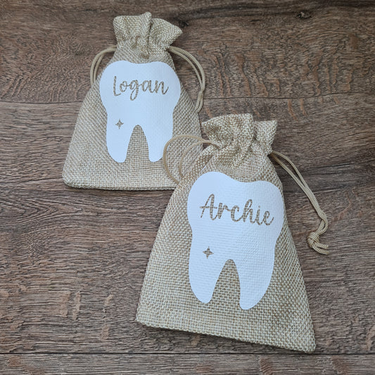 Zahnfee Jutebeutel, personalisiert.