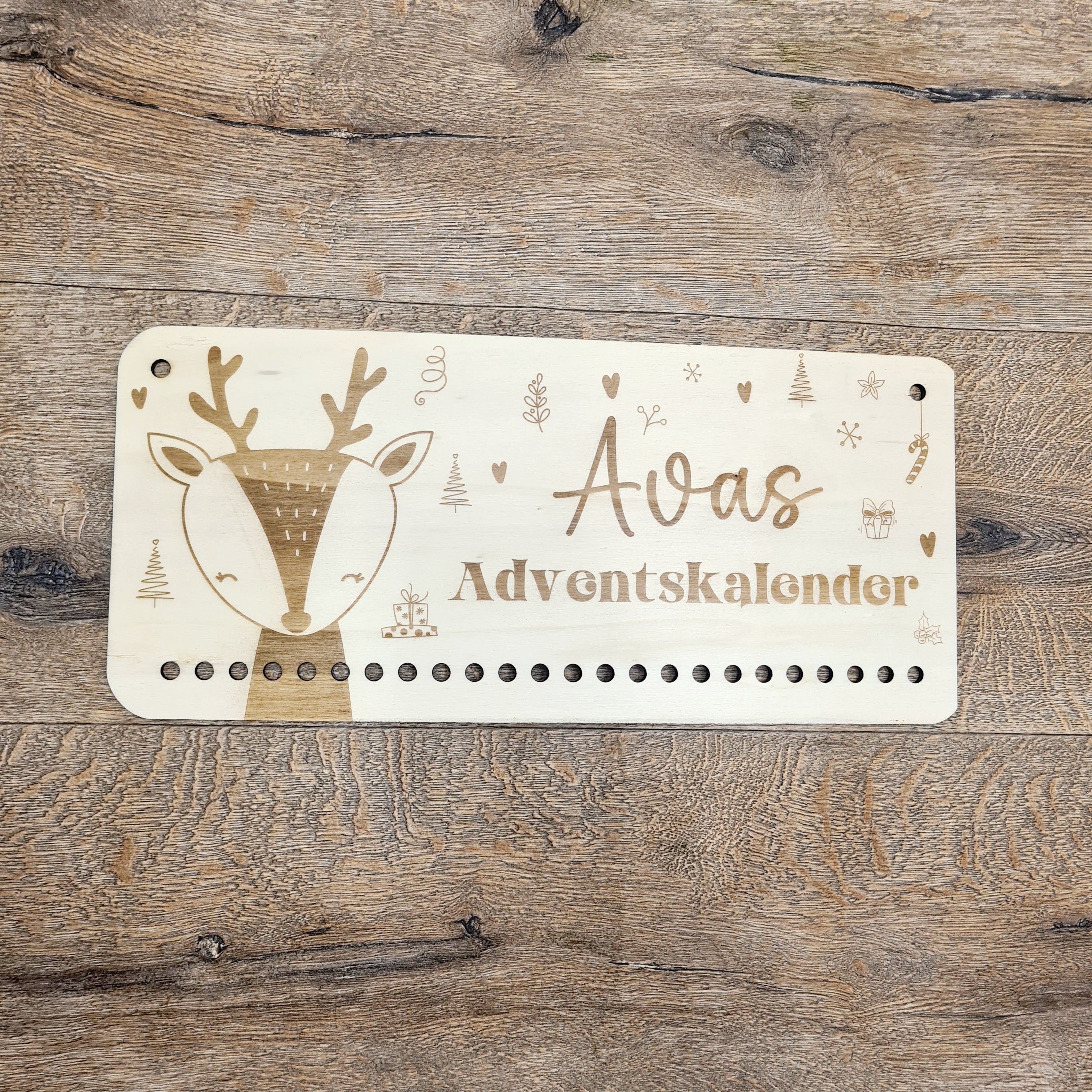 Personalisierter Adventskalender mit Namen, Weihnachten, Adventskalender aus Holz, Jutesäcke, zum Befüllen, Kinder (Süße Ava)