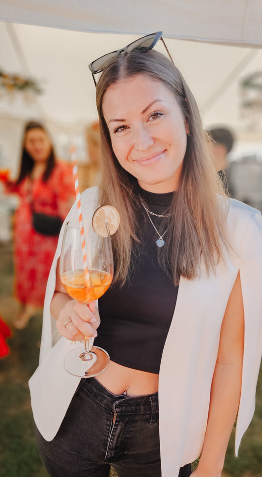 Gravierter Citrus-Namensanhänger – Personalisierter Holzanhänger für Gläser oder Platzkarten