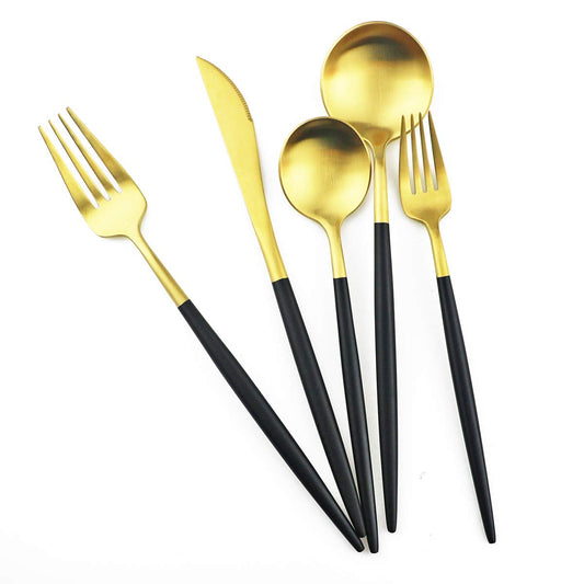 Gold–Schwarz Besteck mieten | Hochzeitsbesteck