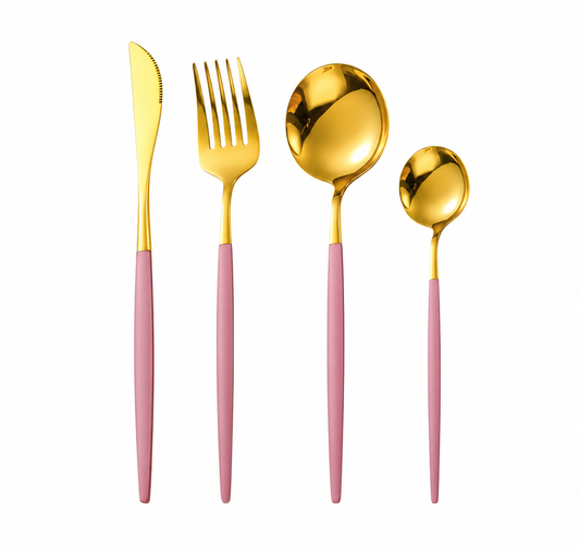 Gold–Pink Besteck mieten | Hochzeitsbesteck mit roséfarbenem Akzent