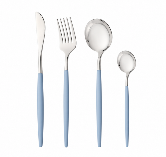 Besteck Silber–Hellblau mieten | Hochzeitsbesteck