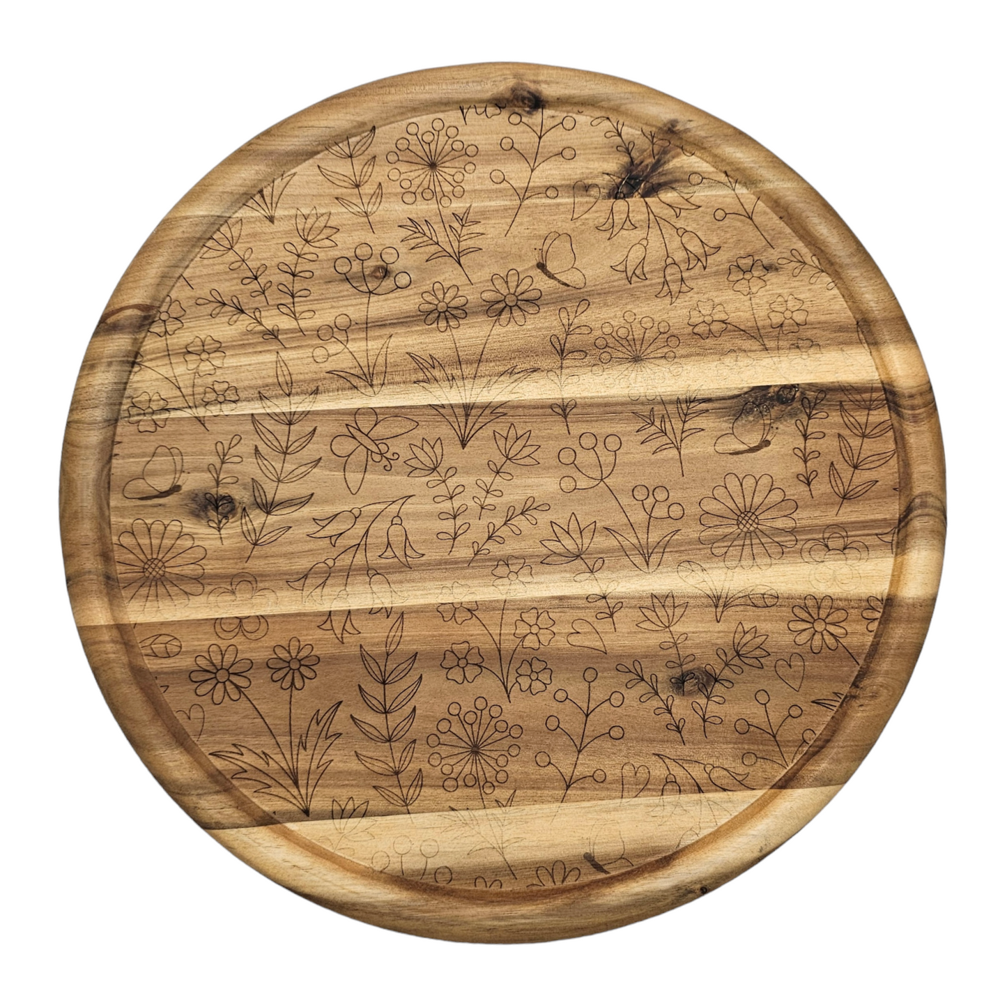 Wildflower Acacia Wooden Cutting Board 32cm