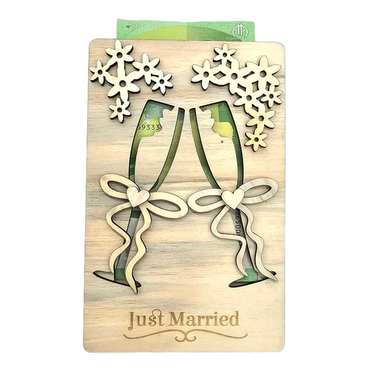 Geldgeschenk Hochzeit Sekt Just Married für Braut und Bräutigam