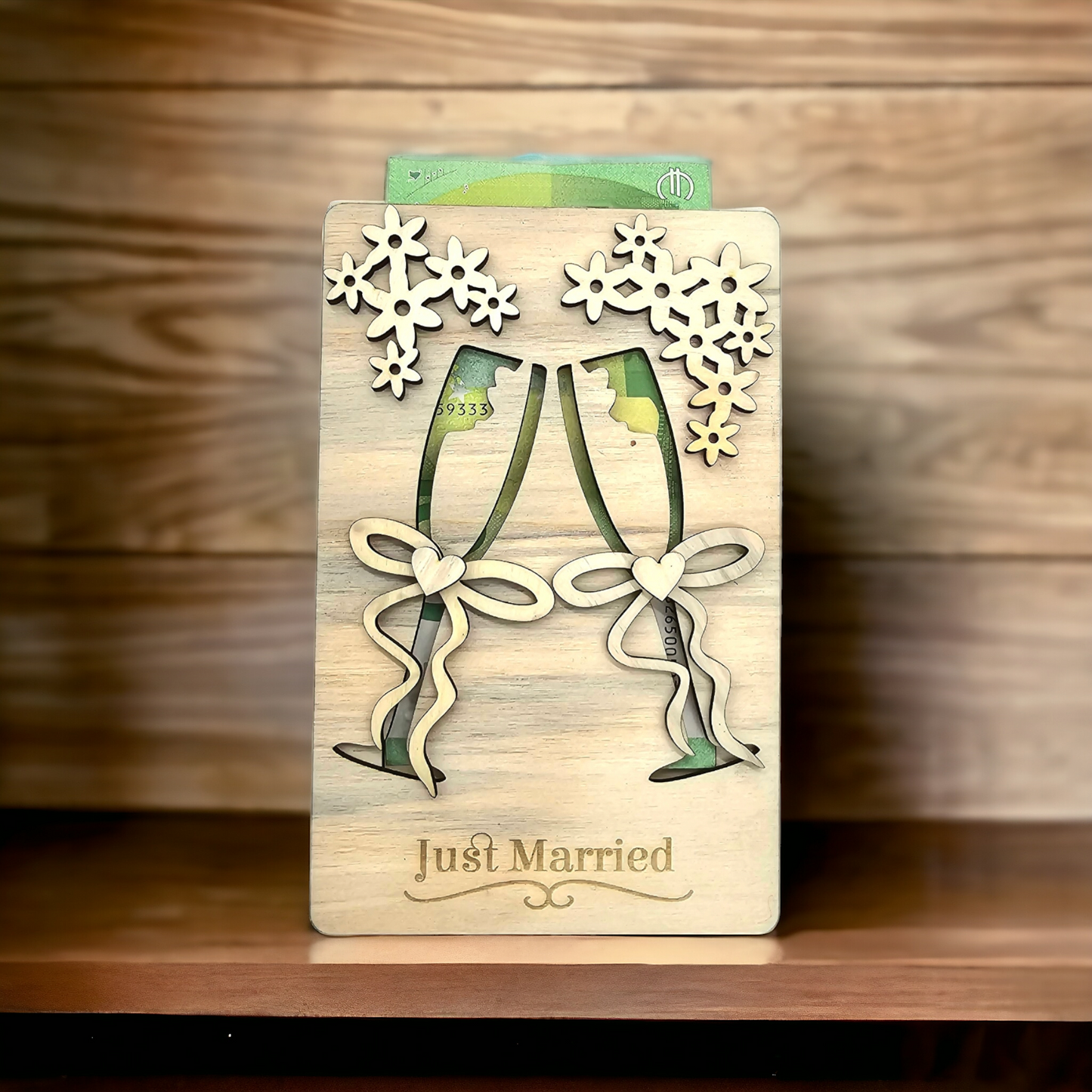 Geldgeschenk Hochzeit Sekt Just Married für Braut und Bräutigam