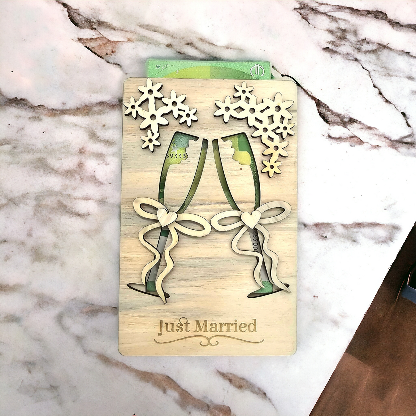 Geldgeschenk Hochzeit Sekt Just Married für Braut und Bräutigam