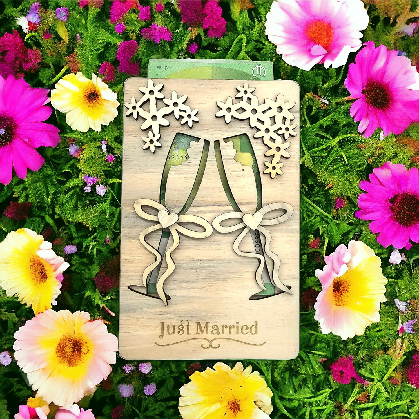 Geldgeschenk Hochzeit Sekt Just Married für Braut und Bräutigam