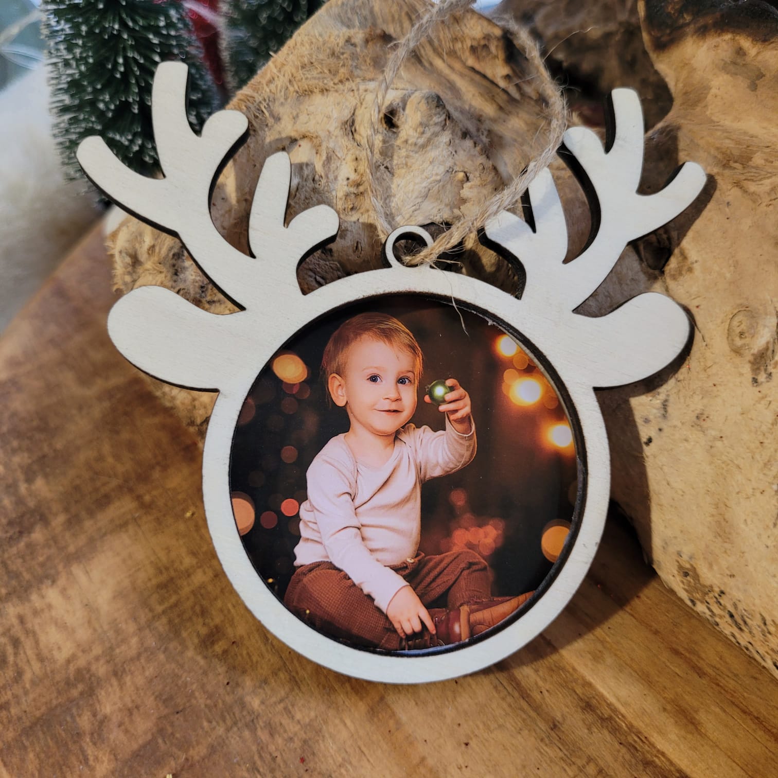 Personalisiertes Rentier-Fotorahmen-Weihnachtsbaumschmuck - Erinnern Sie sich mit Stil an besondere Momente