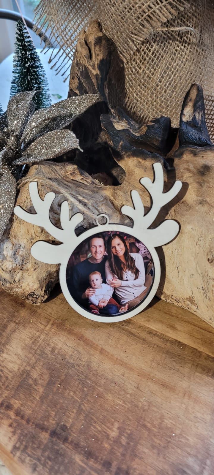 Personalisiertes Rentier-Fotorahmen-Weihnachtsbaumschmuck - Erinnern Sie sich mit Stil an besondere Momente