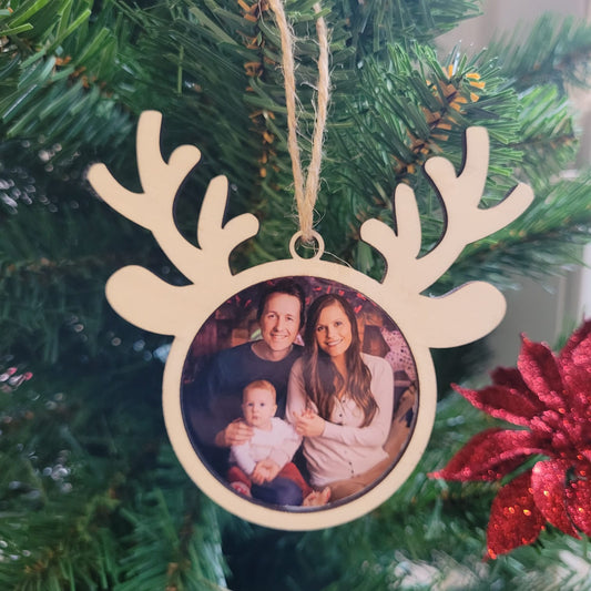 Personalisiertes Rentier-Fotorahmen-Weihnachtsbaumschmuck - Erinnern Sie sich mit Stil an besondere Momente