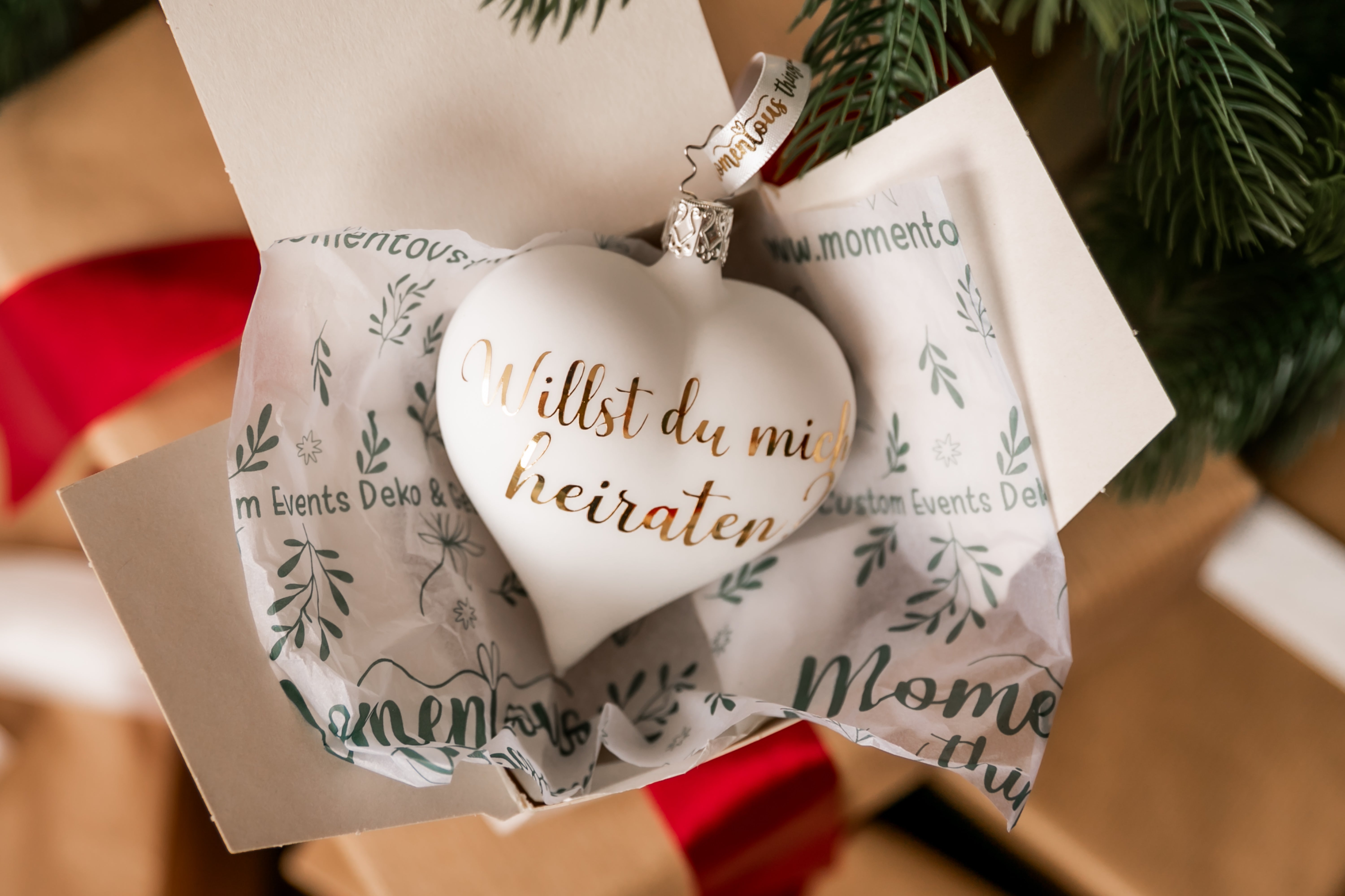 Heiratsantrag Glasornament - "Willst du mich heiraten?"