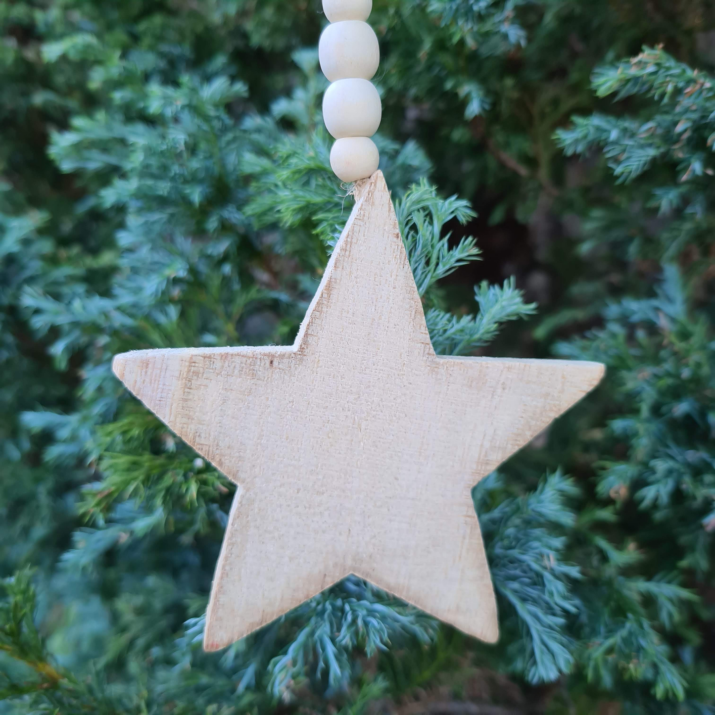 Set of 3 Natural Wood Christmas Tree Ornaments