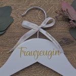 Load and play video in Gallery viewer, Personalized Wedding Hanger with Gold Text
