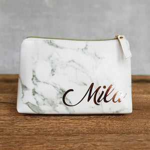 Marble Make Up Bag with Personalised Text