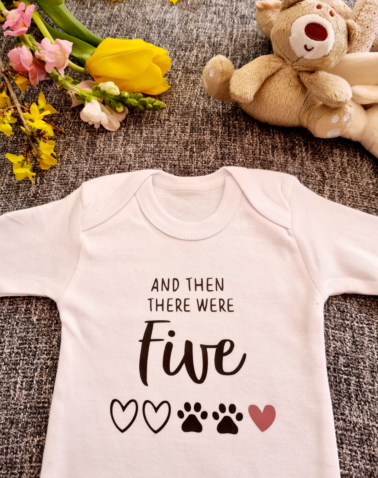 Pregnancy Announcement Onesie - "And then there were Five (5)"