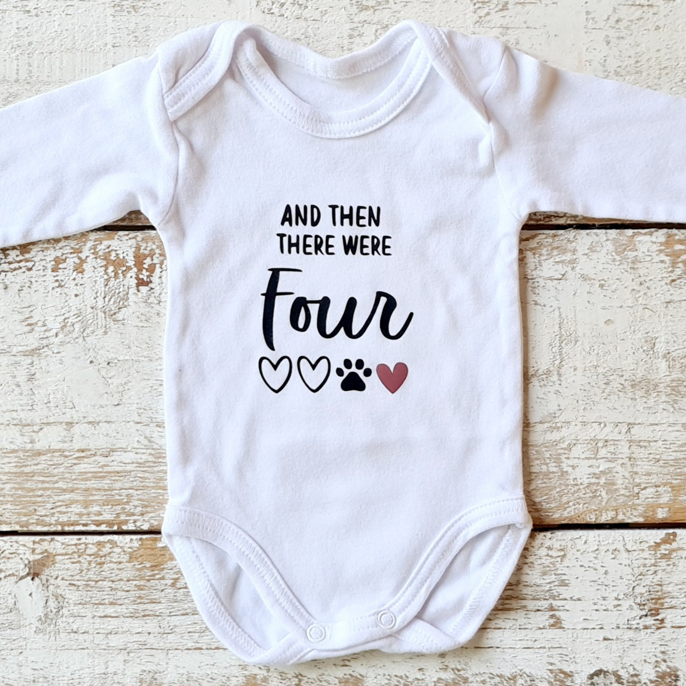 Pregnancy Announcement Onesie - "And then there were Four (4)"