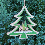 Charger l&#39;image dans la galerie, Large 3D Wood Christmas Tree Ornament with Hand-painted Winter Wonderland Scene
