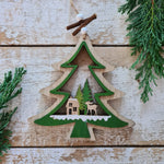Load image into Gallery viewer, Large 3D Wood Christmas Tree Ornament with Hand-painted Winter Wonderland Scene
