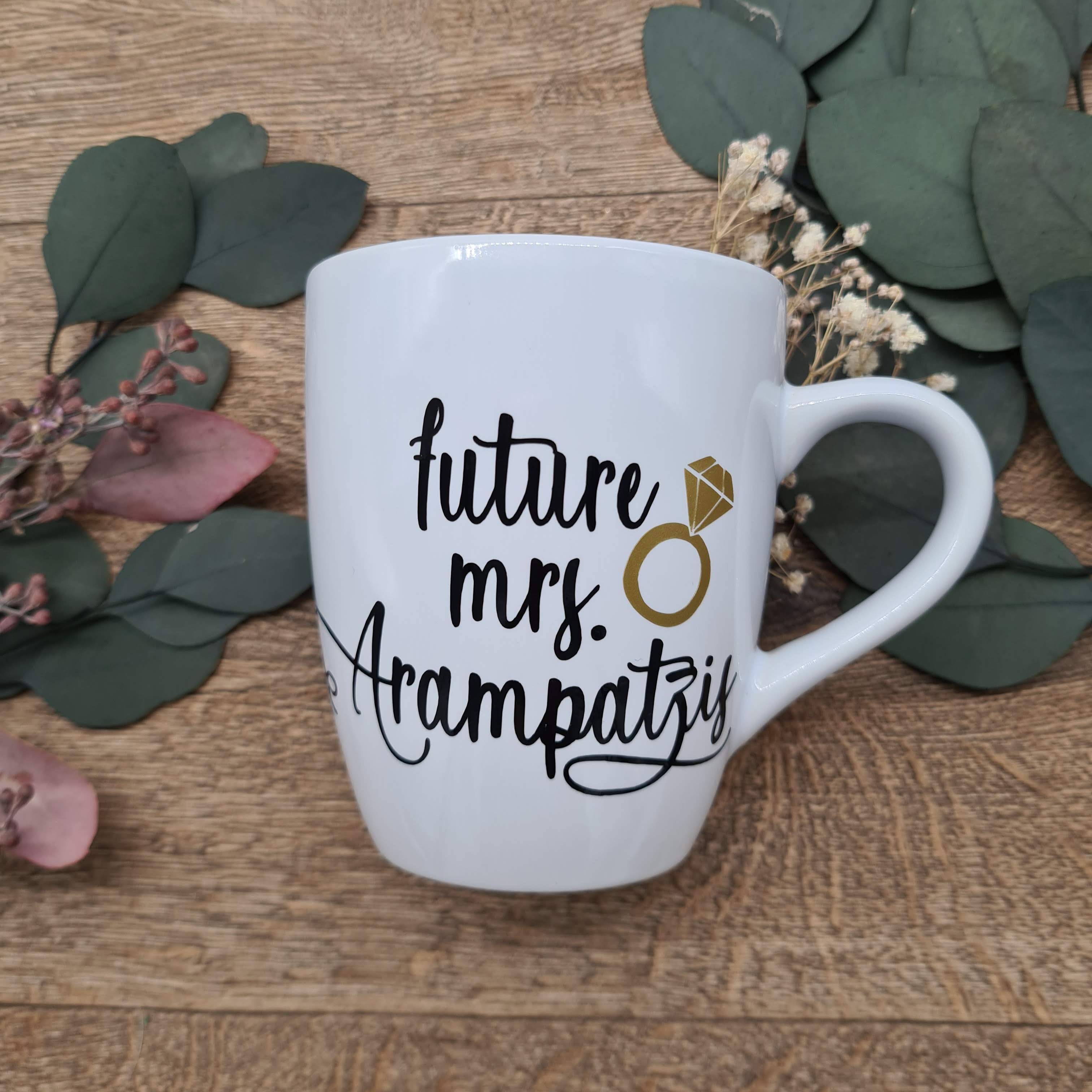 Set with "Future Mrs." and "Future Mr." Engagement, Bride-to-be and Groom Mugs