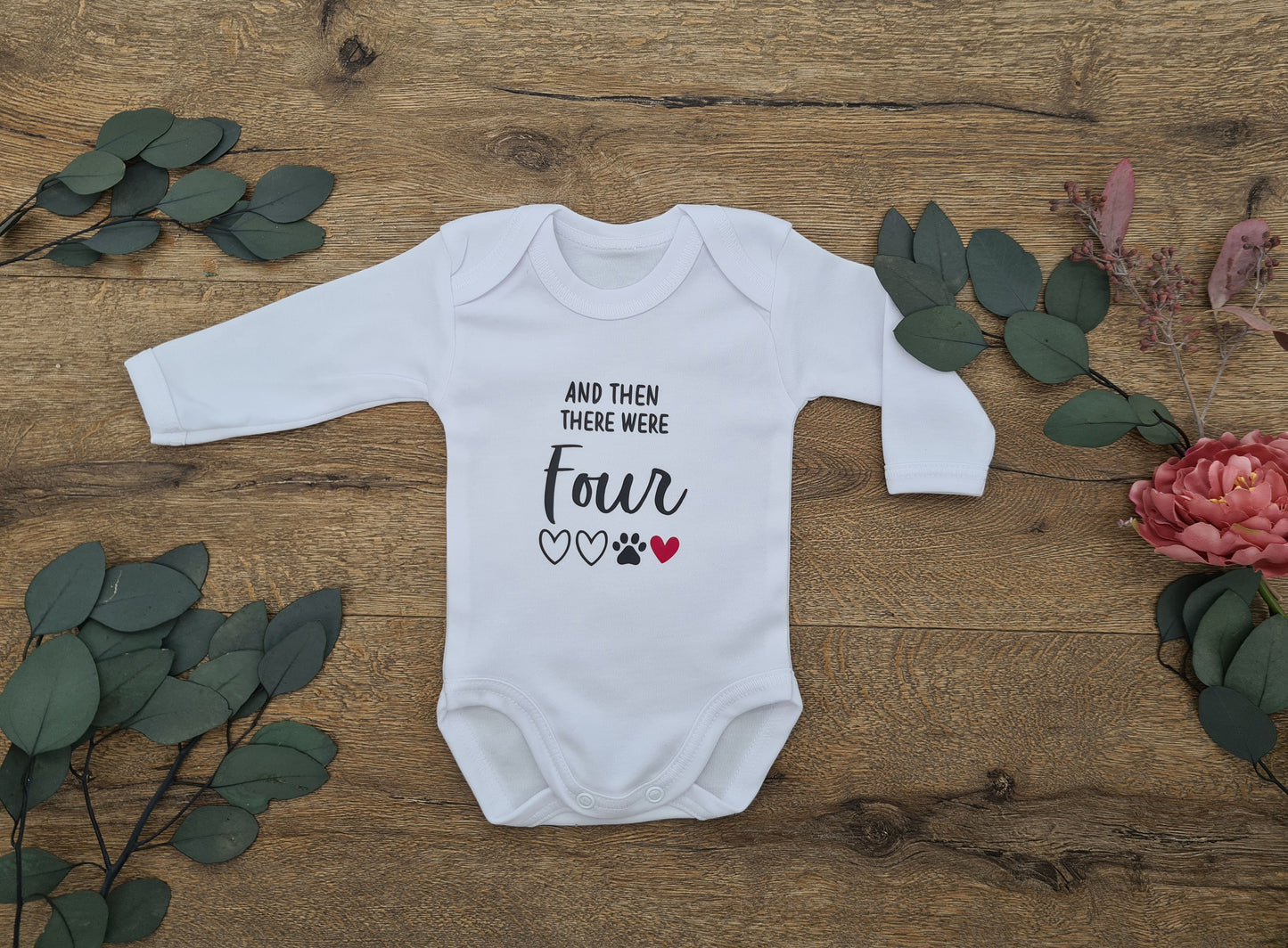 Pregnancy Announcement Onesie - "And then there were Four (4)"