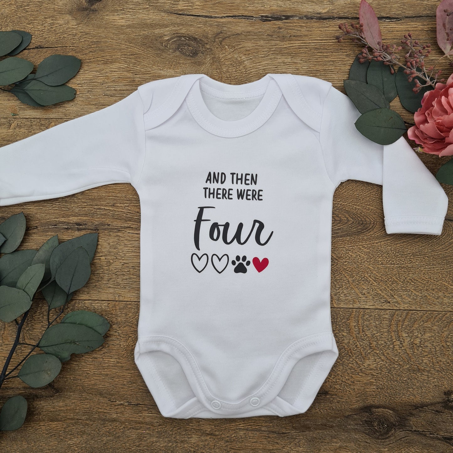 Pregnancy Announcement Onesie - "And then there were Four (4)"