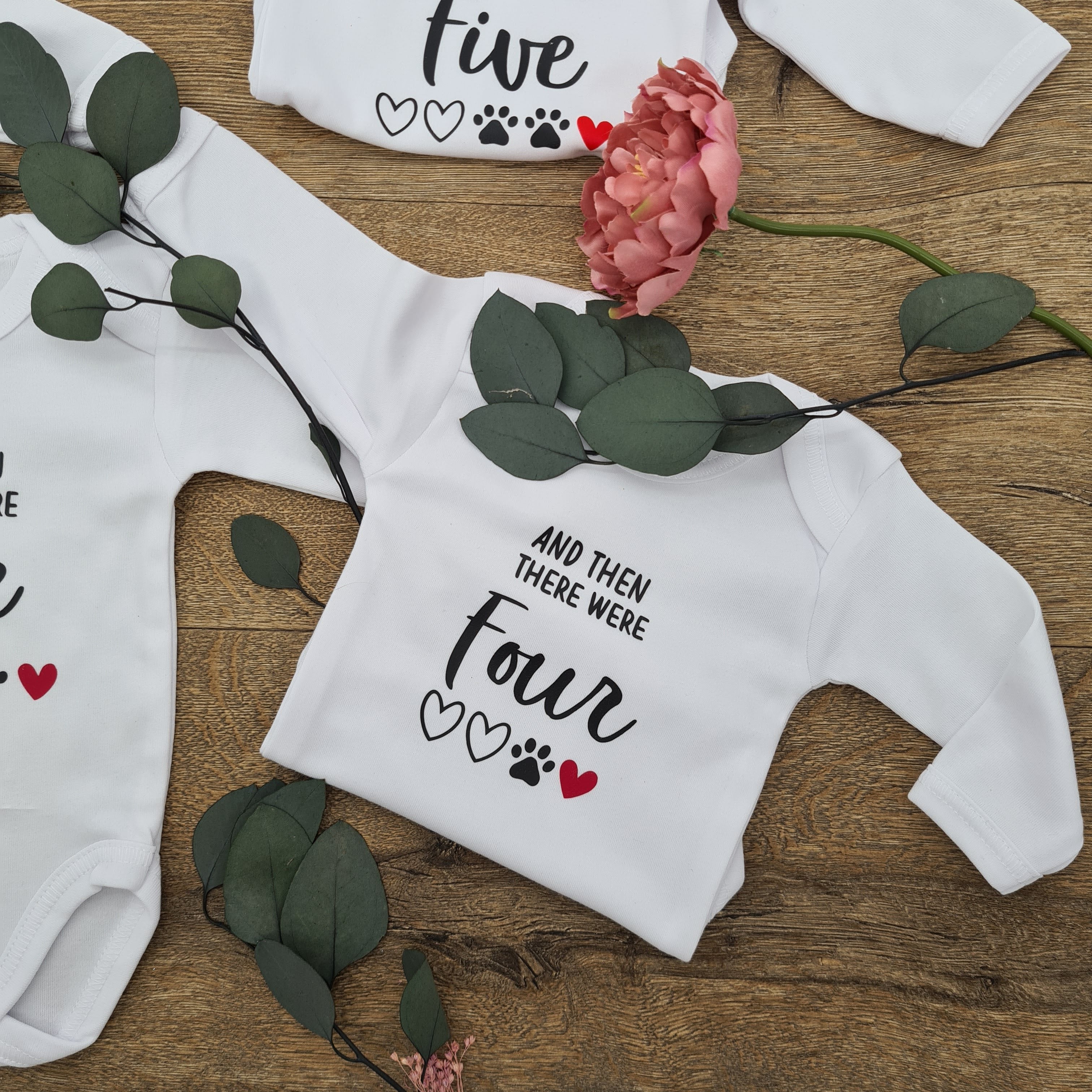 Pregnancy Announcement Onesie - "And then there were Four (4)"