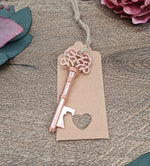Bild in den Galerie-Viewer laden,Vintage Rose Gold Key Keyring Bottle Opener with Tag
